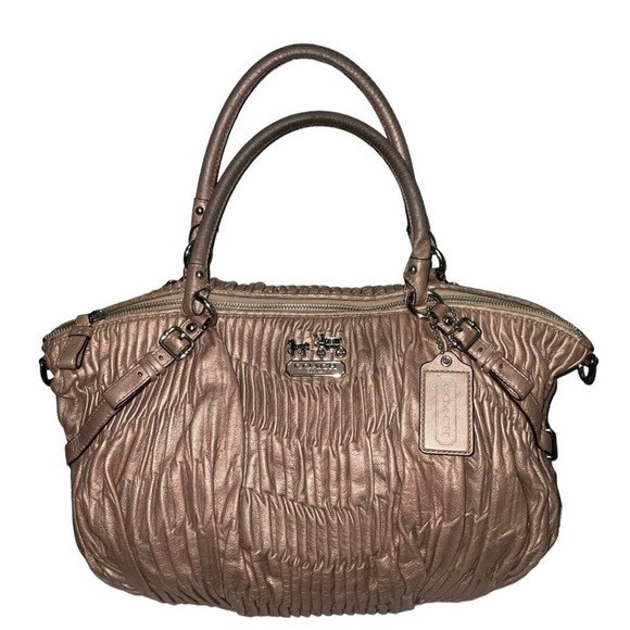 Coach 1941 Madison Gathered Leather Metallic Beige Sophia Satchel Shoulder Bag - Picture 2 of 16